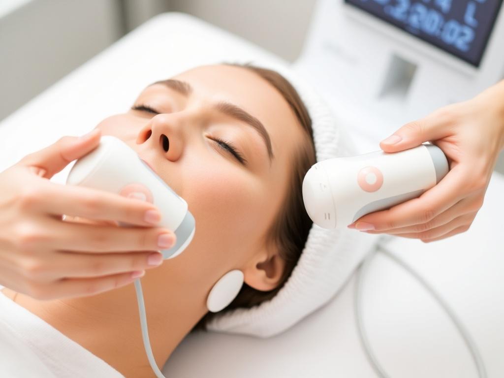 Device-assisted facial massage with liftingфото